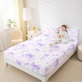thumbnail image 4 of Castle Fairy Cartoon Bow Knot 4Pcs Bed Sheets for Girls Teens,Love Heart Print King Sheets,Dreamy Princess Super Cozy Sheet Set,Geometric Stripes Bedroom Decor, 4 of 7