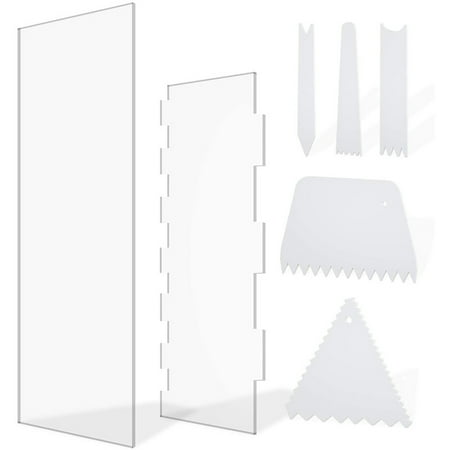 

Wsidrnty 7Pcs Acrylic Cake Scraper Decorating Contour Comb Cake Edge Smoother Tool Pastry Kitchen