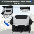 thumbnail image 4 of Slsy Double Beach Camping Chair with Canopy, Folding 2 Person Camping Sofa Seat, Portable Outdoor Loveseat with Shade, Oversize Camp Chair for Lawn, and Outdoor Activities, 4 of 7
