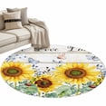 thumbnail image 2 of Round Area Rug 3ft,Yellow Sunflower Butterfly Watercolor Leaves Washable Carpet Non-Slip Runner Accent Rugs Indoor Floor Mat for Bedroom Living Room Decor,Farm Wood Grain, 2 of 9