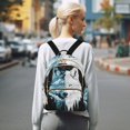 thumbnail image 7 of JIALIOU Mini Backpack Purse for Women Quilted Casual Daypack Small Travel Shoulder Bag, White and Ice Wolf Face, 7 of 7