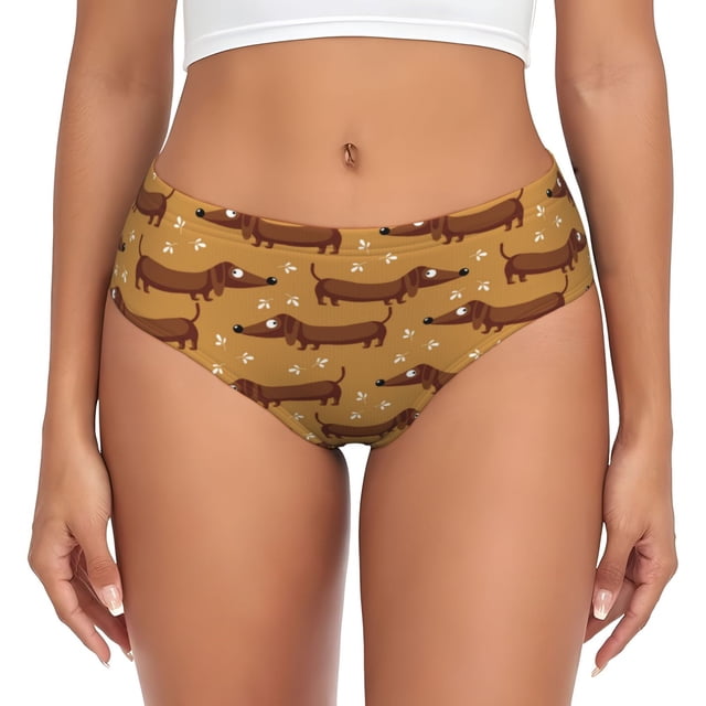 Balery Dachshund Dog Puppy Ropa Interior de Algodón para Mujer con Dibujo – Braguitas Cómodas y Elásticas, Estilo Clásico-Medium