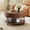Water Ripple Desktop Brown, variant on Wirrytor 31" Round Coffee Table with Sliding Doors and Bottom Shelf, Farmhouse 2-Tier Storage Center Table for Living Room, Natural