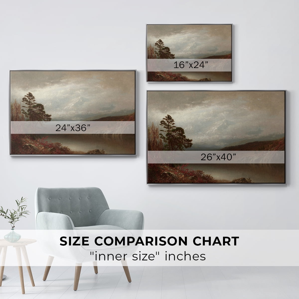 Vintage Landscape-CCCXVIII By Wexford Home Framed in Silver Wood Gallery Wrapped Canvas 25 in. x 37 in.