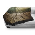 thumbnail image 3 of Rustic Wood Soft Flannel Fleece Blanket, Spring Season Mountain Side Landscape with Sun Rays Blurred out of Focus, Cozy Plush for Indoor and Outdoor Use, 50" x 60", Brown and Green, by Ambesonne, 3 of 6