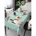 thumbnail image 2 of Green Easter Rectangle Tablecloth, Spring Cartoon Bunny Colorful Eggs Wood Grain Waterproof & StainResistant Tablecloth, Washable Oil-proof Table Cover for Dining/Party/Wedding/Buffet 54x108 In, 2 of 9