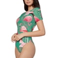 thumbnail image 2 of The Xecao Tropical Flamingo Women's Crew Neck Body Suit, a short-sleeved bodysuit and basic swimsuit, both comfort and style for dating and daily life, 2 of 9