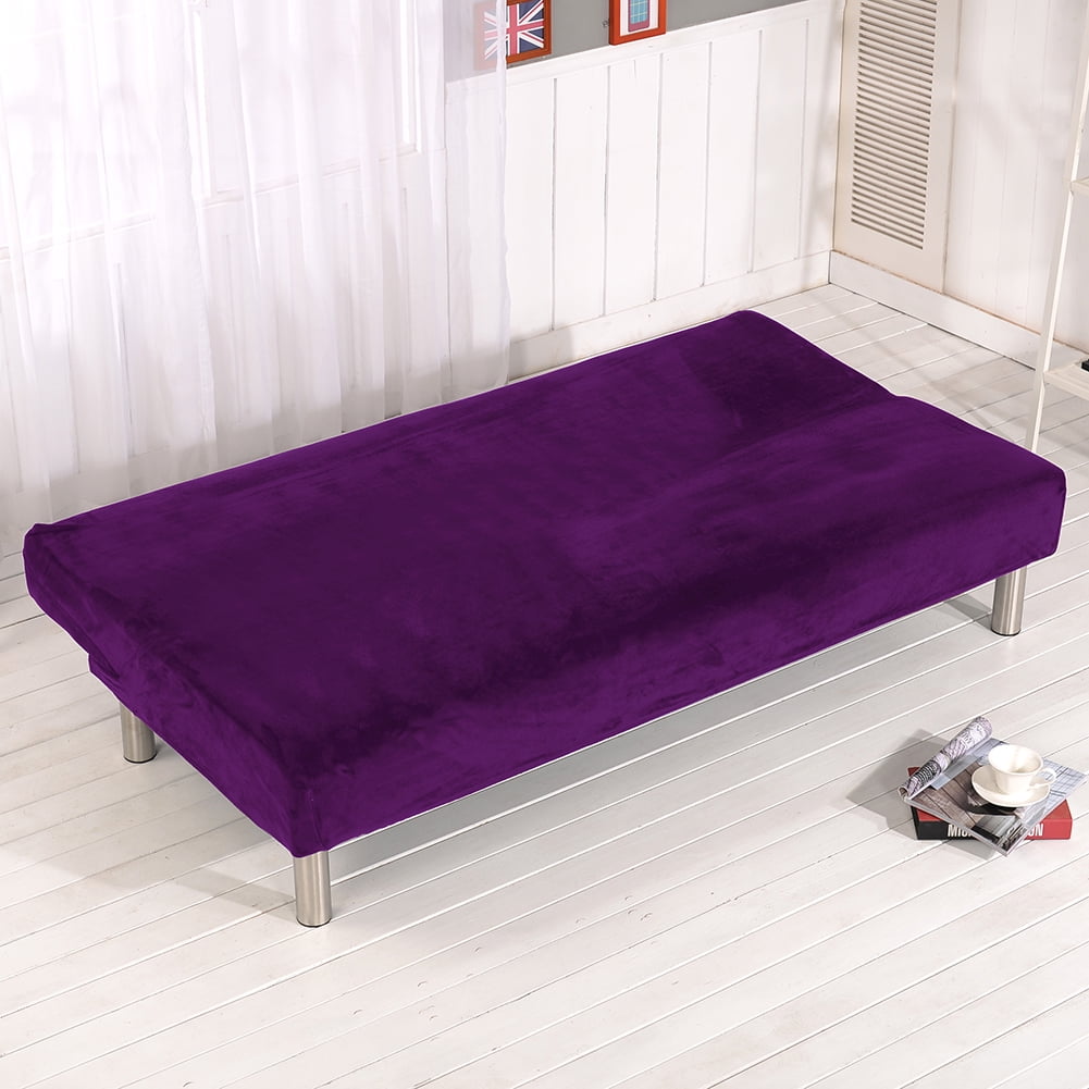TOPCHANCES Plush Sofa Cover,Sofa Bed Cover Futon Slipcover Solid Color Full Folding Elastic Armless 80 x 50 in