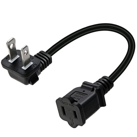Strhowill Polarized NEMA 1-15P TO 1-15R Power Cord Cable,American standard 2-pole 2-pin plug Elbow male to female power cord,2-Prong Polarized US AC Power Extension Cable Cord