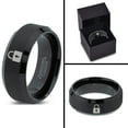 thumbnail image 4 of Tungsten Privacy Padlock Lock Band Ring 8mm Men Women Comfort Fit Black Beveled Edge Brushed Polished, 4 of 4