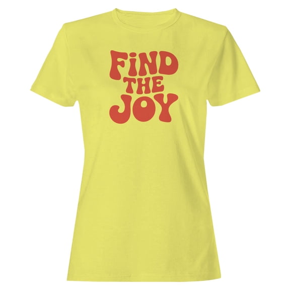 Smartprints Find the Joy Retro Motivational Women's T-Shirt Cornsilk, Cotton, S
