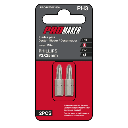 

2 PCS Phillips Screwdriver Bits #3 x 25mm Magnetic Tips