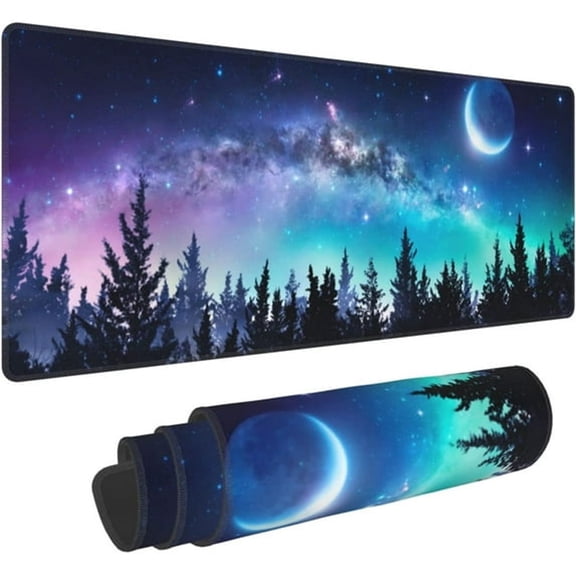 GJX Forest Tree Night Galaxy Landscape Gaming Mouse Pad Large XL Long Extended Pads Big Mousepad Keyboard Mouse Mat Desk Pad Home Office Decor Accessories for Computer Pc Laptop