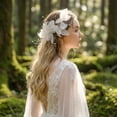 thumbnail image 3 of Miallo Elegant White Flower Wedding Hair Accessory for Bridal and Bridesmaids, Modern Floral Headpiece for Beach Wedding and Gala, Professional Photography Hair Prop, 3 of 7