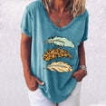 thumbnail image 2 of USSUMA Plus Womens Tops Dressy Casual Short Sleeve Crewneck Women's Shirts and Blouses Oversized Funny Graphic T-Shirts for Female Trendy Cute Feather Graphic Tunic Top Summer, 2 of 4
