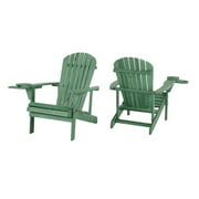 W Unlimited SW2101GSSET2 6 in. Earth Adirondack Chair with Phone & Cup Holder, Sea Green - Set of 2