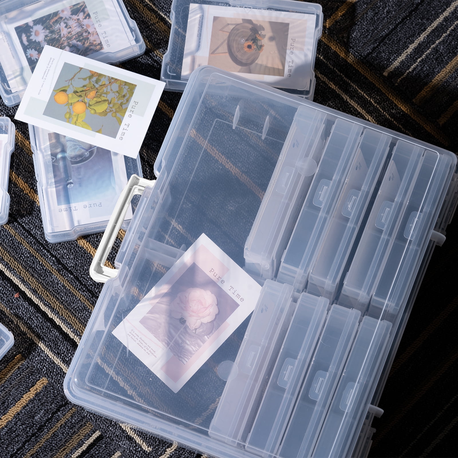 Novelinks 2 Pack 4" x 6" Photo Storage Craft 16 Inner Photo Keeper Clear Photo Storage Box Photos Organizer,Transparent