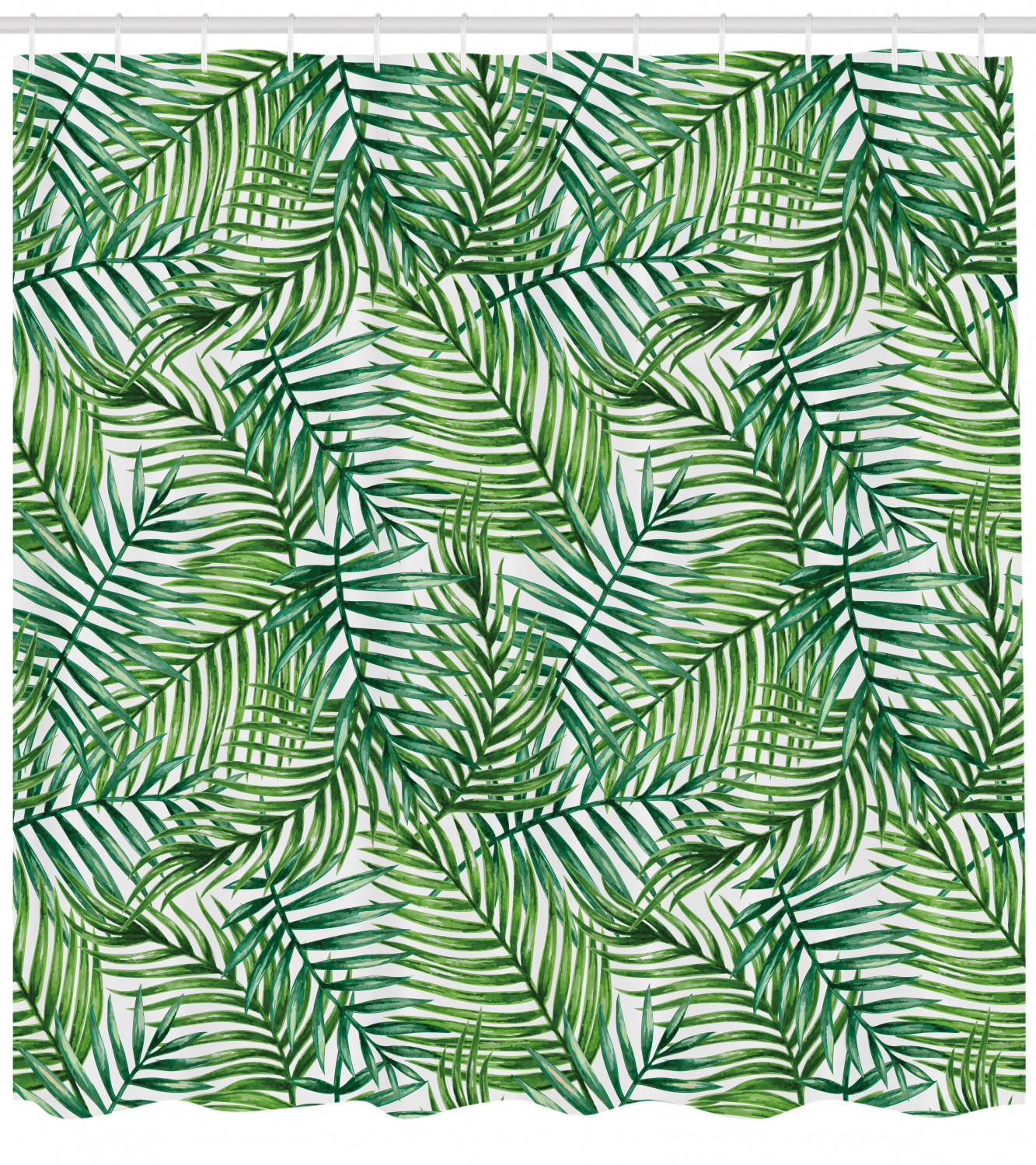 Leaf Shower Curtain, Watercolor Print Botanical Wild Palm Trees Leaves