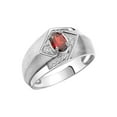 thumbnail image 3 of RYLOS Mens Rings 14K White Gold Ring 6X4MM Oval Shape Gemstone & Diamond Ring Garnet January Birthstone Rings For Man Gold Rings Size 10, 3 of 7