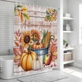 thumbnail image 6 of Fall Pumpkins Shower Curtain, Waterproof Shower Curtains for Bathroom, Thanksgiving Sunflowers Leaves Rustic Plank Washable Fabric Bathtub Curtain Set Bath Decor with 12 Hooks Long 72"x84", 6 of 8