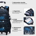 thumbnail image 6 of IvyH Rolling Backpack 18-inch Backpack with Wheels,Waterproof Trolley Luggage Schoolbag for School Travel,Galaxy,Black/Blue, 6 of 9