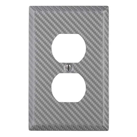 Amerelle Carbon Fiber Single Duplex Outlet Wall Plate Cover Silver Steel Finish
