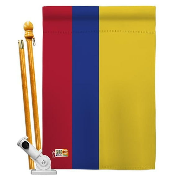 Americana Home & Garden AA-CY-HS-140055-IP-BO-D-US18-AG 28 x 40 in. Colombia Flags of the World Nationality Impressions Decorative Vertical Double Sided House Flag Set & Pole Bracket Hardware Flag Set