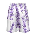 thumbnail image 3 of joogoo Mens Swim Trunks Lavender Flowe Beach Shorts Drawstring Elastic Waist Swimwear Bathing Suits XL, 3 of 7