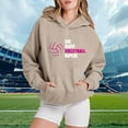 thumbnail image 1 of Huaizzzy Chandail à Capuche Sans Fil à Manches Raglan pour Femmes, Imprimé Football et Baseball, Chandail à Capuche Ample en Polyester, Chandail à Demi-Pression, Long avec Fermeture Éclair, 1 of 3