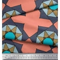 thumbnail image 2 of Soimoi Orange Poly Georgette Fabric Geometrical Star Geometric Fabric Prints By Yard 52 Inch Wide, 2 of 3