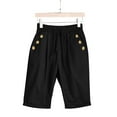 thumbnail image 4 of LINGLANG Women's Plus Size Linen Shorts Lightweight Elastic High Waist Shorts with Button Pockets Comfortable Loose Fit Casual Summer Shorts, 4 of 4