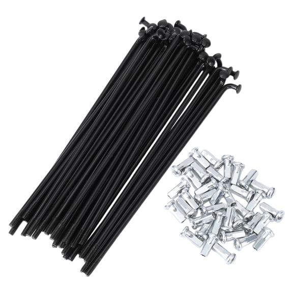 Unique Bargains 36 Set 12G Bicycle Spoke 12G Bike Wheel Spokes 45 Steel Black-116mm