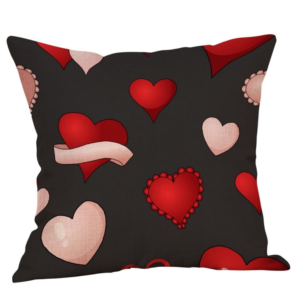 Happy Valentine's Day Throw Pillow Case Sweet Love Square Cushion Cover
