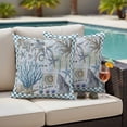 thumbnail image 2 of Outdoor Pillow Cover Ocean Starfish Coral Set of 2 Waterproof Throw Pillowcases Shell Octopus Buffalo Plaid Blue Decorative Patio Furniture Pillows for Couch Garden Indoor & Outdoor Use, 2 of 9