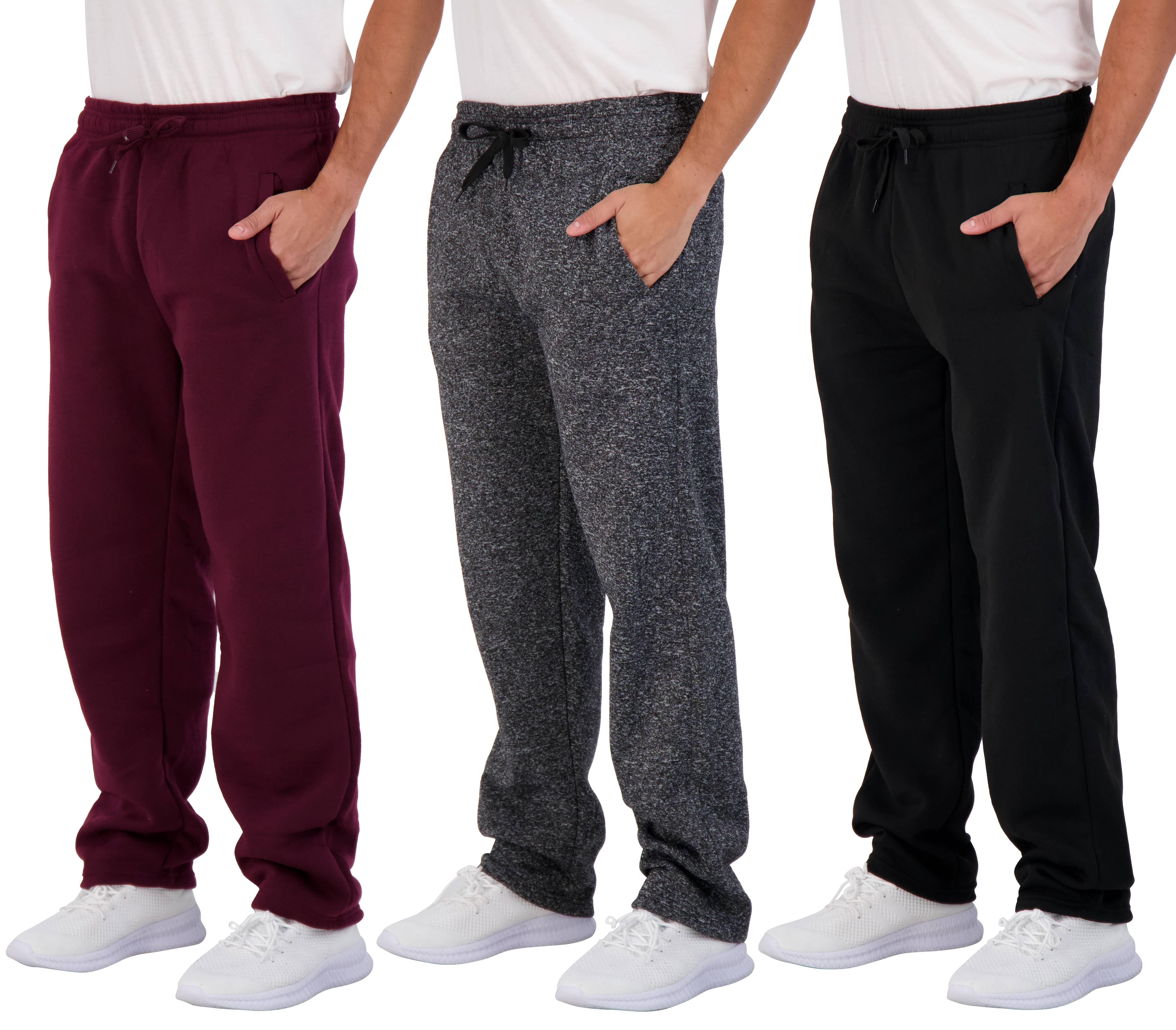 Real Essentials Men's 3-Pack Tech Fleece Sweatpants, Sizes S-3XL, Mens ...