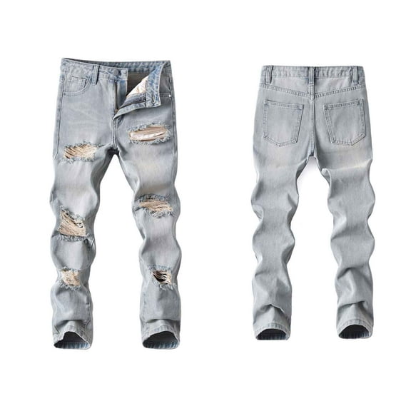 Boys'Fashion Jeans Durable Denim Trousers Comfortable Elastic Waist Casual Washed Denim Pants Size 11-12 Years Boys Pants