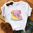 thumbnail image 5 of Camiseta divertida Axolotl para mujer, camiseta de manga corta Kawaii Relaxolotl, ropa para mujer, Tops informales Y2k con estampado de dibujos animados, 5 of 5