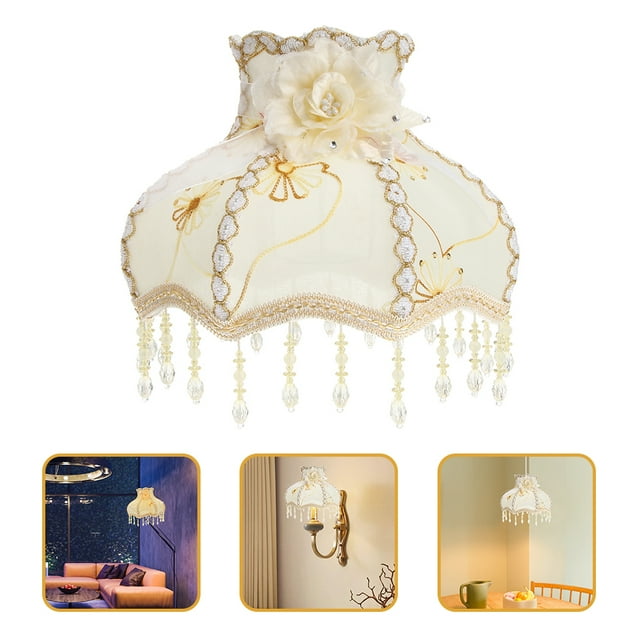 Minkissy Retro Pleated Bedside Lamp Cloth Beige Preventing Dust 1Pcs for Home Owners