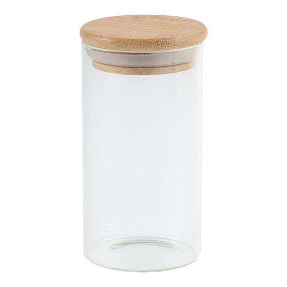 WORGEOUS Tarro de vidrio transparente de 300ml, bote sellado, contenedor de almacenamiento de alimentos para té suelto, café, grano, azúcar y sal (6,5*12CM, con tapa de bambú)