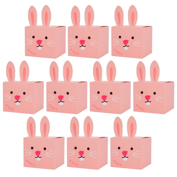 Unique Bargains 10Pcs Flat Packed Folding Animal Shapes Gift Boxes Pink 3.5"x3.5"x3.5"