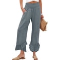 thumbnail image 4 of BLOCLOALO Baggy Pants Linen Pants Summer Women's Linen Pants Fashionable Double Layer High Waisted Wide Leg Pants Loose Pants Lounge Pants Pants with Pockets Dark Grey 3Xl, 4 of 7