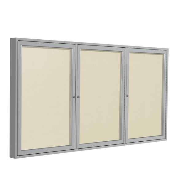 Ghent's Vinyl 36" x 72" 3 Door Enclosed Bulletin Board in Ivory