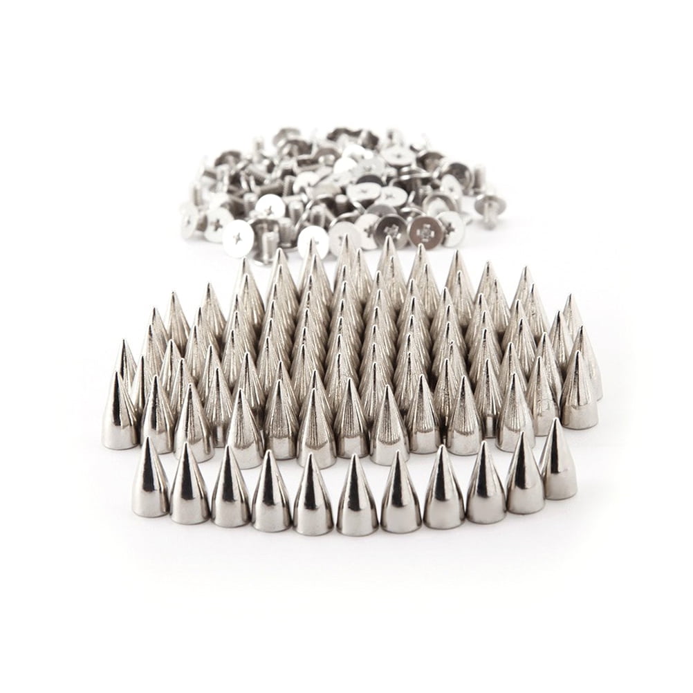 100pcs 7*9mm Metal Cone Spikes Screwback Studs DIY Leather Craft Punk Style Rive 