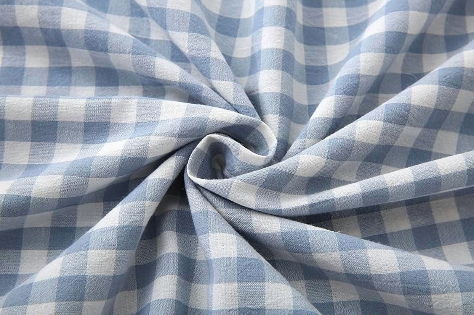 2 Pack Blue White Plaid Euro Pillow Shams with Ruffles Checkered Pillowcases Gingham Pillow Cases Washed Cotton Farmhouse Cottage Pillow Covers for Bed/Sofa(26X26inches,Blue/White Plaid)