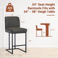 thumbnail image 5 of Studyset Counter Height 24" Bar Stools, Modern Industrial Faux Leather Barstools with Back and Metal Frame, Upholstered Bar Chair Stools for Kitchen Island, 5 of 6