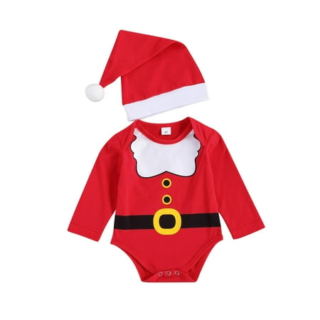 

CHGBMOK Early Access Deals 2PC My First Christmas Outfit Baby Girls Boys Infant Long Sleeve Xmas Elderly Clothes Romper Jumpsuit One Piece + Hat Set Christmas Gift