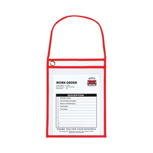 1-Pocket Shop Ticket Holder w/Setrap and Red Stitching, 75-Sheet, 9 x 12, 15/Box | Bundle of 10 Boxes