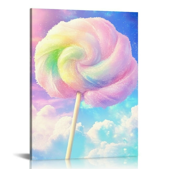 ZFLMY Cotton Candy Lollipop Clouds Canvas Wall Art Home Decor 12x16in