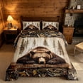 thumbnail image 3 of meiyoeat Rustic Cabin Bear Queen Comforter Set, Vintage Farmhouse Bedding Comforter Set, Brown, Black Reversible 3-Piece, 1 Comforter and 2 Pillowcases, 3 of 7
