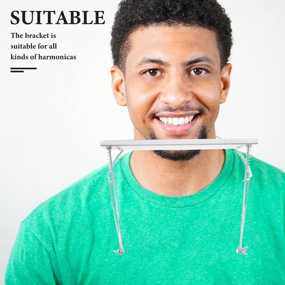 OUNONA Adjustable Metal Harmonica Neck Holder Stand for 24-Hole Mouth Organ, Comfortable Harmonica Performance Rack